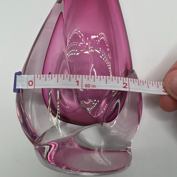 Pink Glass Bud Vase Signed by Unknown Artist, Dated 1989 - Unique Collectible - Picture 11 of 15